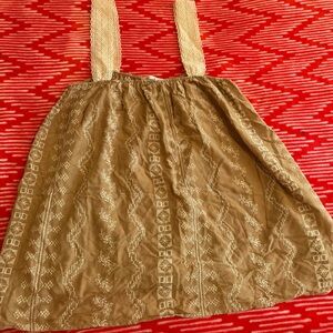 Brown Embroidered Women's Tank Top